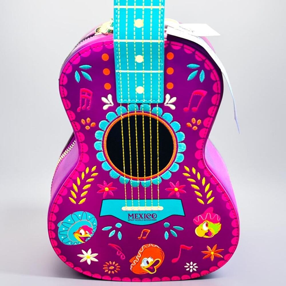 Disney Parks 2026 EPCOT Mexico Three Caballeros Guitar Crossbody Bag Loungefly